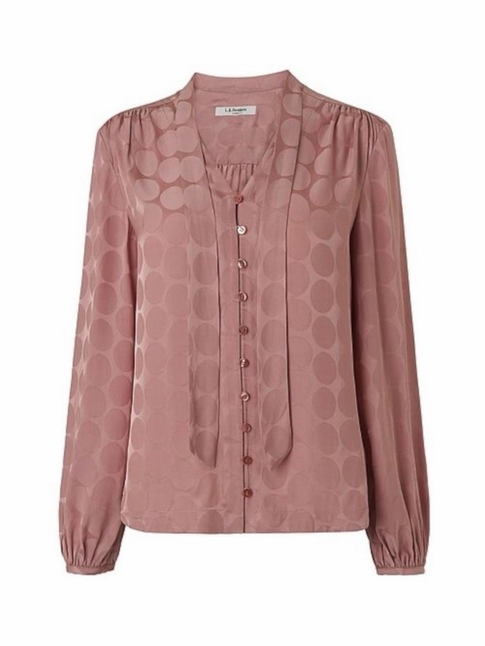 LK BENNETT • Ray Tie Neck Blouse in Pink Polka Dot